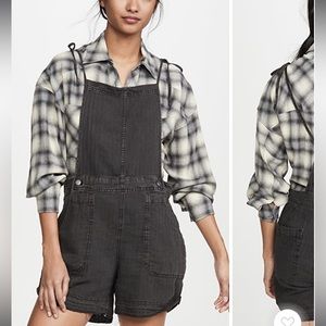 NWT free people natural sights linen shorteralls